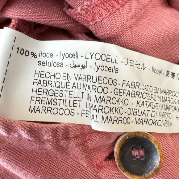 Zara Baby Pink Lyocell Short Sleeve Pants Button Front Romper Size 12 18 Months - Picture 6 of 6